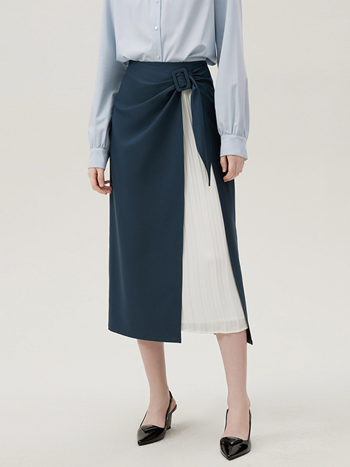 Old Money Two-Tone Pleated Maxi Skirt