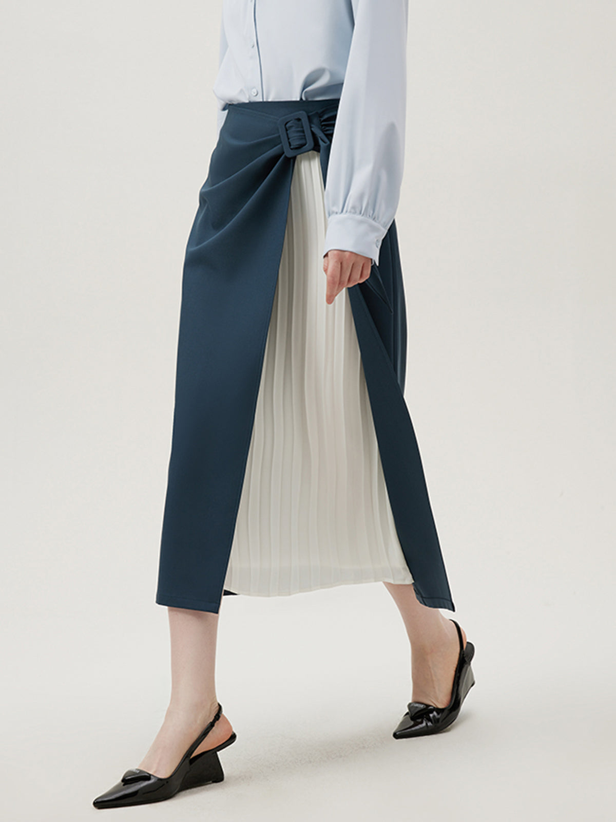 Old Money Two-Tone Pleated Maxi Skirt