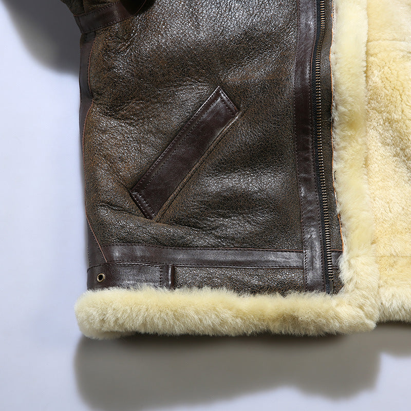 Old Money Leather Aviator Jacket