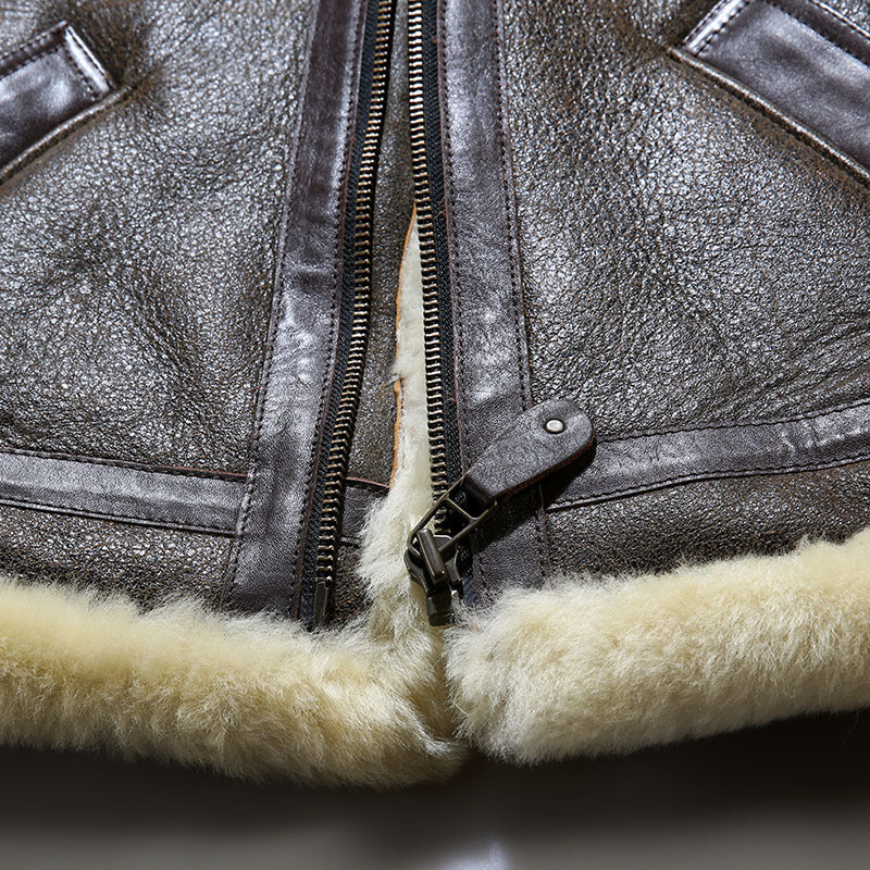 Old Money Leather Aviator Jacket