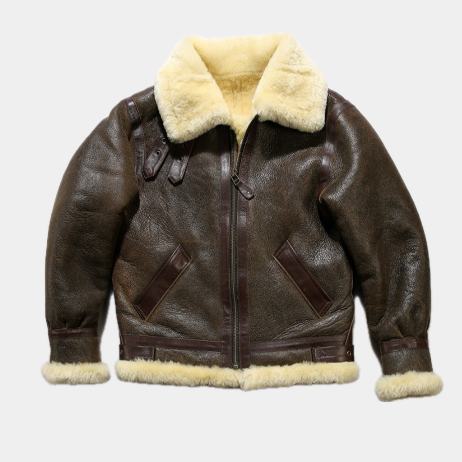 Old Money Leather Aviator Jacket