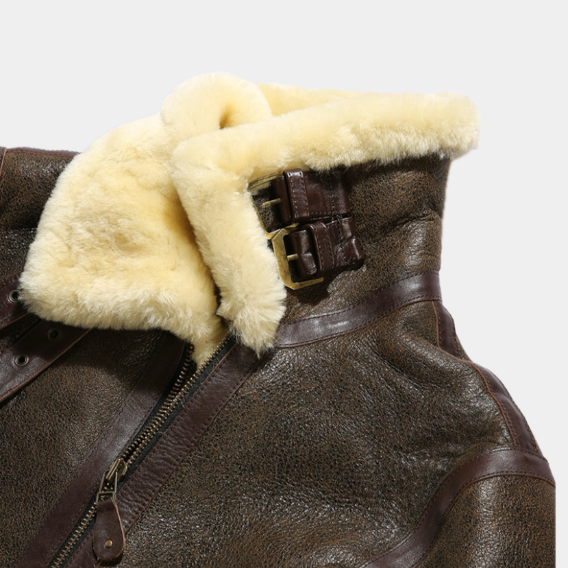 Old Money Leather Aviator Jacket