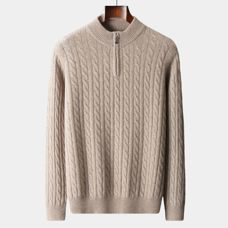 Old Money Merino Wool Knitted Quarter-Zip Sweater