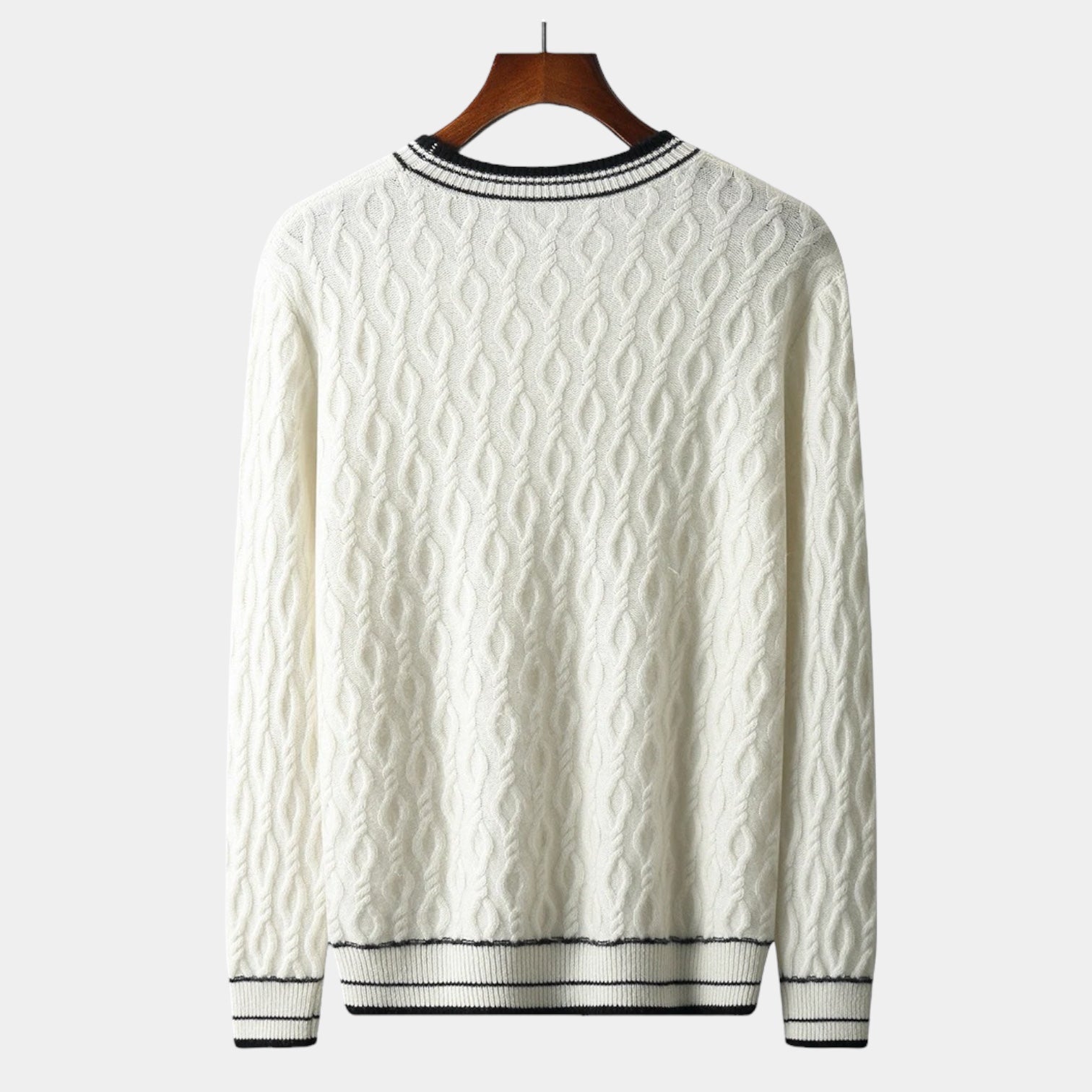 Pull col rond en laine mérinos Old Money