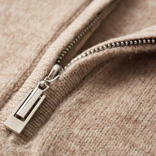 Pull zippé en laine mérinos Old Money