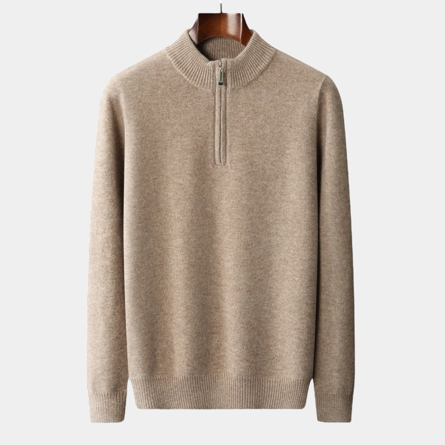 Pull zippé en laine mérinos Old Money
