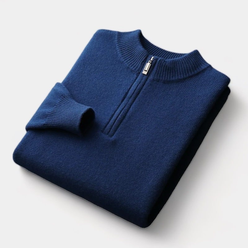 Pull zippé en laine mérinos Old Money